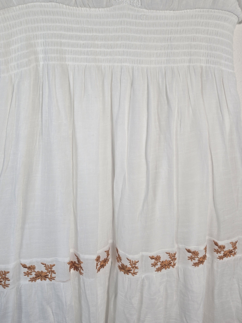 J Gee White Embroidered Smocked Dress PXL Petite XL Boho Floral Festival Midi - Picture 4 of 16